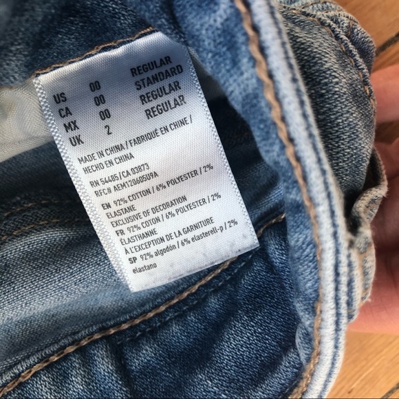 American Eagle Womens Jeans Sz 00 Hi-Rise Jegging Super Stretch X Distressed - Picture 3 of 10